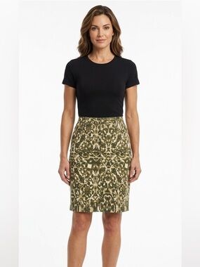 Jones New York Jeans Sutton Skirt Green Sz 10 Pencil Skirt